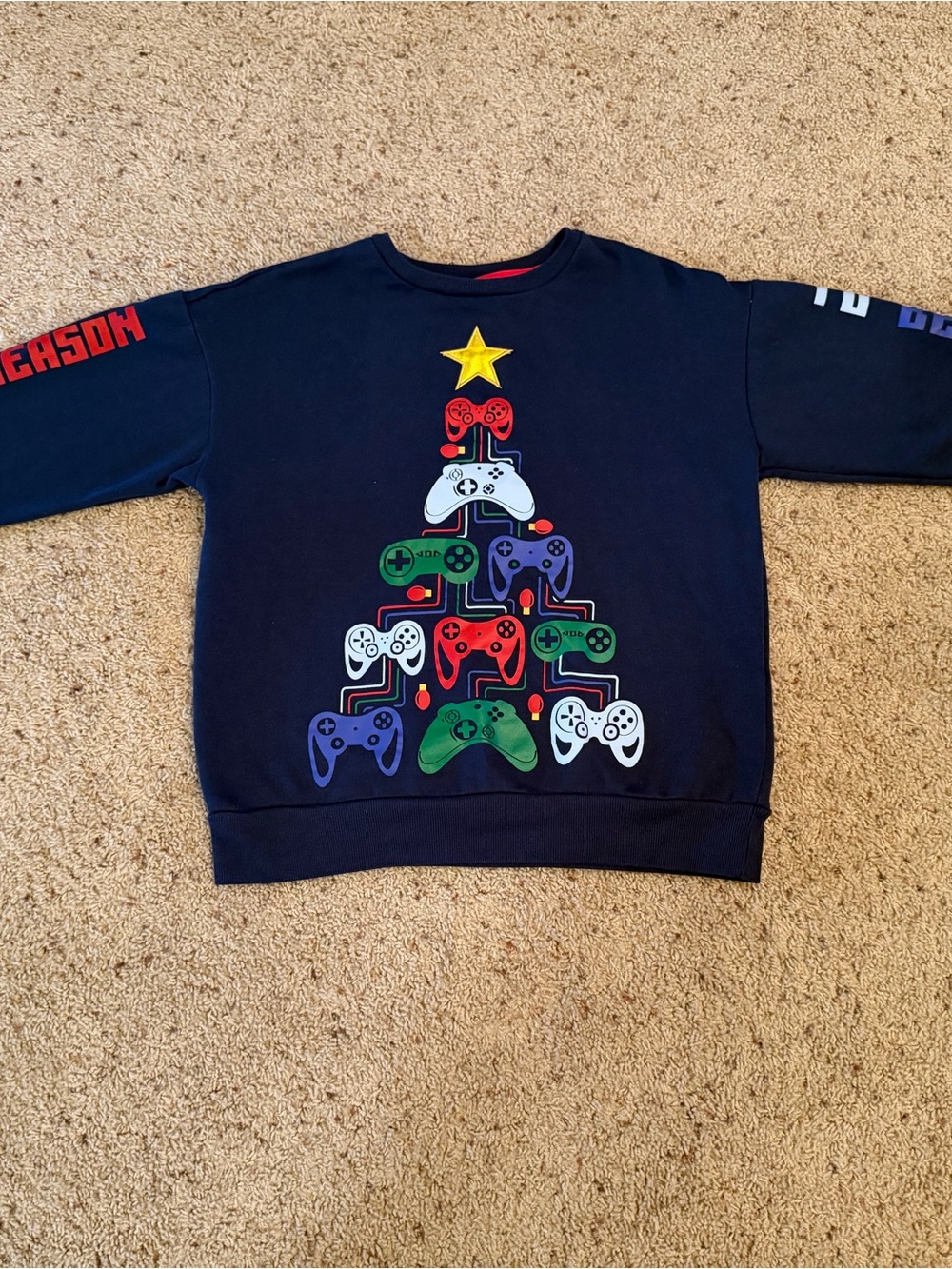 Holiday Time Youth Boys Christmas Gamer Controller Tree Sweatshirt